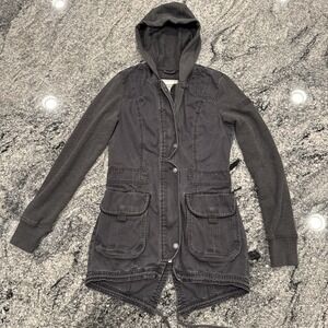 Abercrombie & Fitch Women's Vtg Y2K Dark Grey Utility Cargo Hoodie Jacket Size S